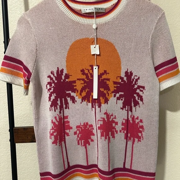 Trina Turk Orange and Pink Knit Top - Picture 9 of 10